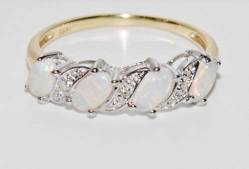 9ct yellow gold silver opal - 9ct,