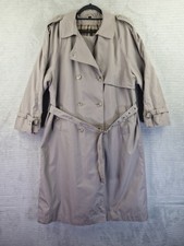 Vintage C&A Canda Dark Beige Double Breasted Trench Coat Belted Size UK 16