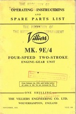 Villiers Engine Gear Unit Mk. 9E/4 9E/3 9E/3S 9E/4S Operators & Parts Manual