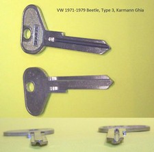 Volkswagen Beetle,Karmann Ghia,Type 3 71-79 Key Blank VW M Profile VOM VW71 V81W