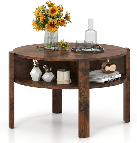 Round coffee table rustic - table,