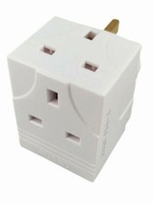 NEW 3 Way 3 Pin Plug Adaptor