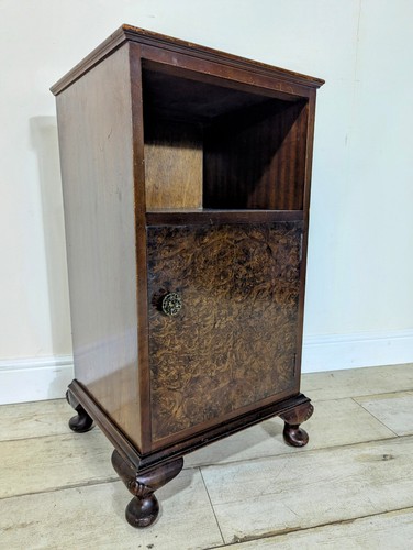 Antique walnut burr bedside - walnut,
