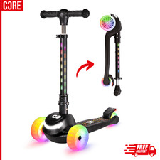 CORE Kids 3 Wheel Scooter LED Wheels/Deck/Bar 20 Colours Light-Up Scooter RRP£60