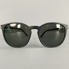 PERSOL Black Silver Acetate Sunglasses