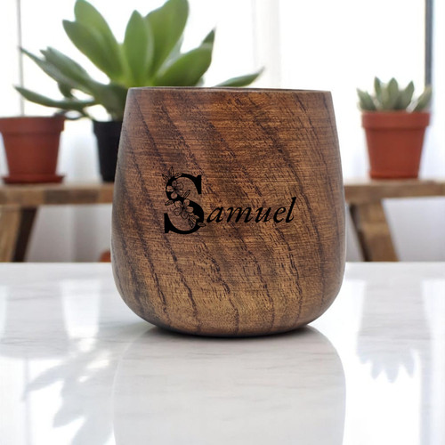 Personalised wooden tea cup - personalised,