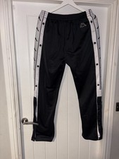 Kappa Vintage Tracksuit Bottoms Black & White Poppers Size Medium Mens
