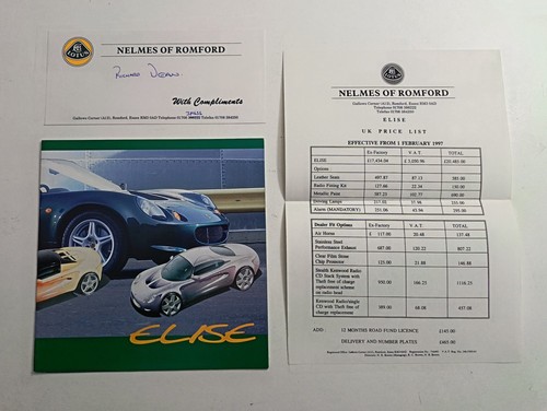 Lotus elise brochure - brochure, 1997