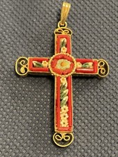 Micro Mosaic Red Cross Pendant