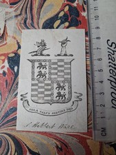 19th cent Armorial EX-LIBRIS BOOKPLATE ~ Herbert Ware?