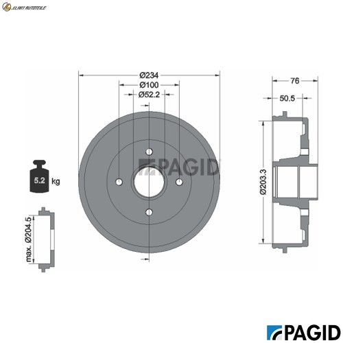 Brake drum 62916n for - brake,