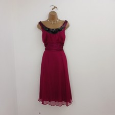 Monsoon Silk Dress UK 12 BNWT Plum Sequin Floaty Occasion Evening New Wedding