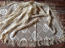 Vintage French filet lace ecru