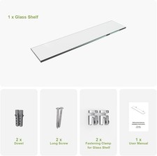 S'AFIELINA Floating Glass Bathroom Shelves Wall Mounted Storage Rack with Fixing