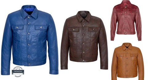 Men trucker genuine leather - genuine,