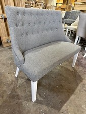 2 Seater Grey Tweed Fabric Love Seat Double Dining Chair NEW
