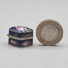 Beautiful Small Vintage Cloisonne Enamel & Brass Trinket Box/Pill Box