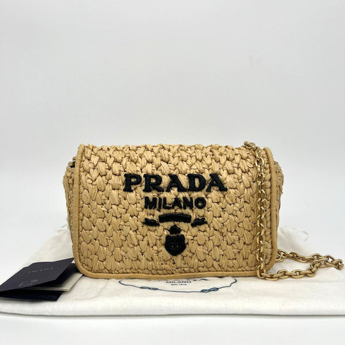 Prada crochet raffia logo - crochet,