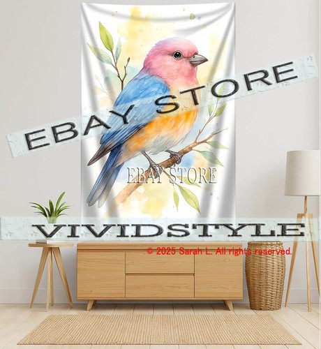 Watercolor bird tapestry - watercolor,