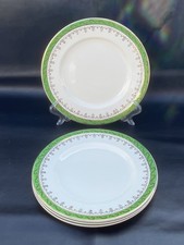 Art Deco Alfred Meakin 4 Side Plates VOGUE White & Green with Gold Edge