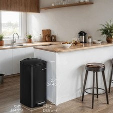 8-Gallon (30 L) Trash Bin, Steel Pedal Bin, with Inner Bucket, Soft Close black