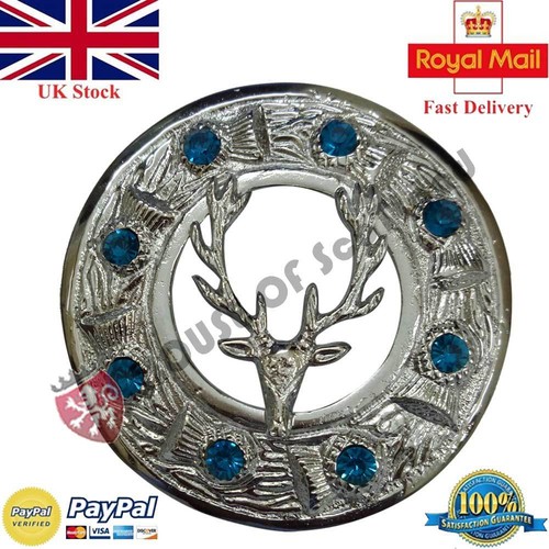 Scottish fly plaid brooch stag - fly,