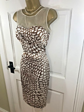 Kate Cooper, Irish Designer, Caramel Patterned Lined Dress, UK 10, New With Tags