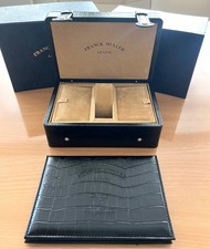 FRANK MULLER 900 QZ LONG ISLAND BLACK CROCODILE WATCH BOX, CERT HOLDER GI137
