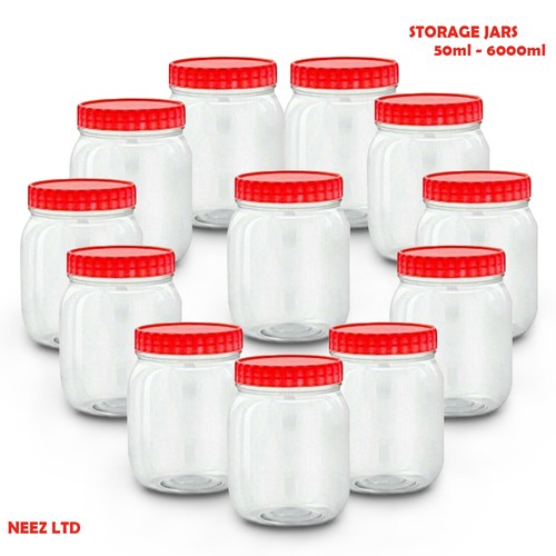 Plastic storage jar red - plastic, lids