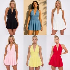 Womens Sexy Plunge Halter Neck