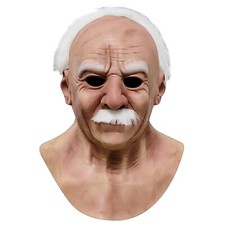Realistic Latex Mask Overhead Halloween Old Man Mask Fancy Dress Accessory WHT