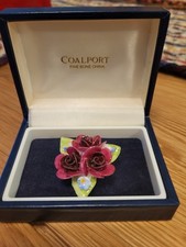 VTG COALPORT FINE BONE CHINA FLORAL BROOCH ORIGINAL BOX EXCELLENT CONDITION 
