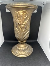 Vintage Cast Iron Floral Urn Vase
