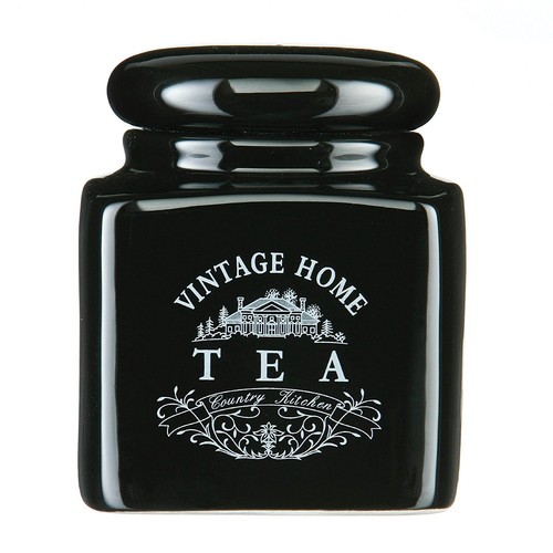 Vintage black ceramic tea - black,