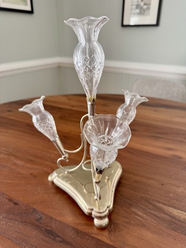 Antique epergne glass trumpets - epergne,