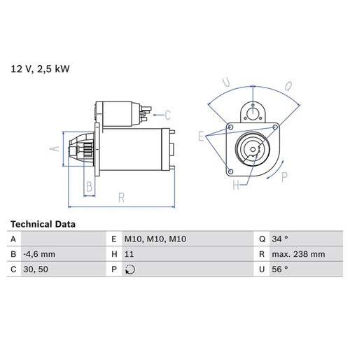 Bosch starter motor 12v - starter,