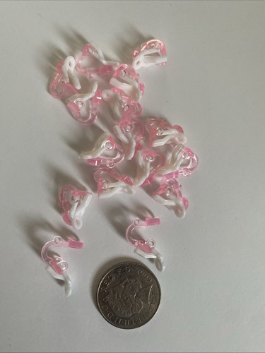 Pink plastic clip earrings - clip-on,