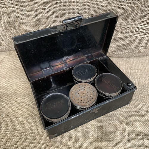 Antique toleware spice box - spice,