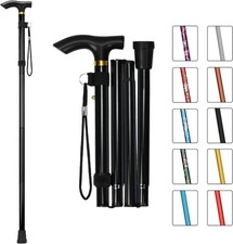 Lightweight Easy Folding Aluminium Walking Stick Cane, Height Adjustable