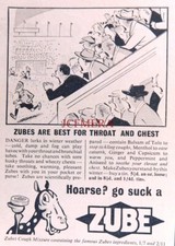 ZUBES Throat Pastilles Vintage Medical ADVERT : Small 1951 Print 670/108