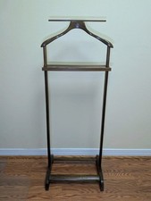 Antique Mid Century Wood Gentleman Butler Valet Floor Stand Suit Hanger 45" Rack