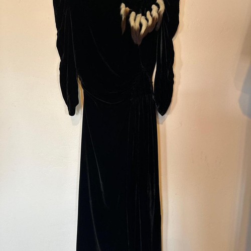 1930s silk black velvet - black, maxi