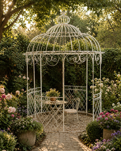 Large cream metal - large, garden