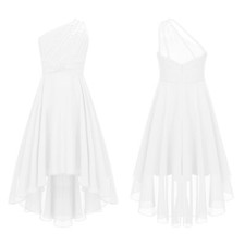 iEFiEL Girls Ruched One Shoulder Wedding Bridesmaid Flower Dresses Pageant Gown