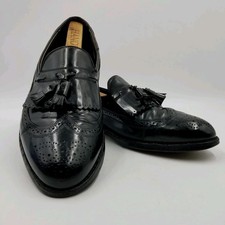 Vintage Hanover Shell Cordovan Mens 10.5 D/B Black Tassel Longtip Leather Loafer