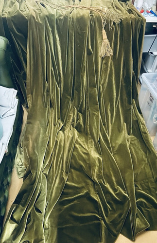 Pair vintage long olive green - pair,