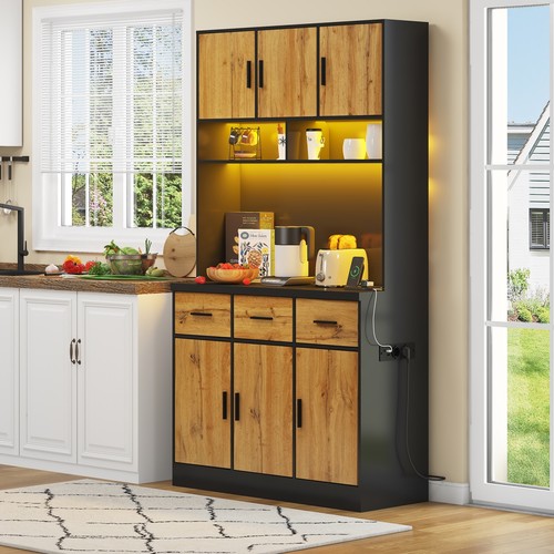 Tall kitchen cabinet - wood, led