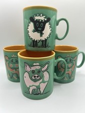 4 Vintage Just Mugs Cows, Pig And Sheep