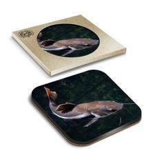 1 x Boxed Square Coasters - Redtail Catfish Fish Fishing Pond Lake  #24100