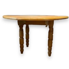 Vintage Solid Pine Half Drop Leaf Round Dining Table Farmhouse Kitchen Table